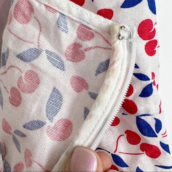 ASOS Linen Cherry Print Linen Mini Dress 6 Red White Blue - Picture 6 of 9